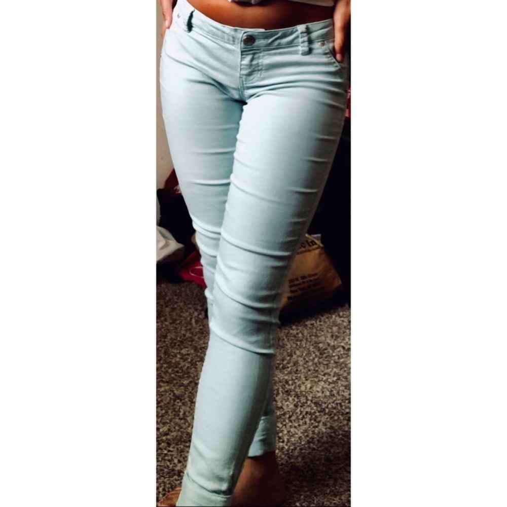 Mint green cuffed pants